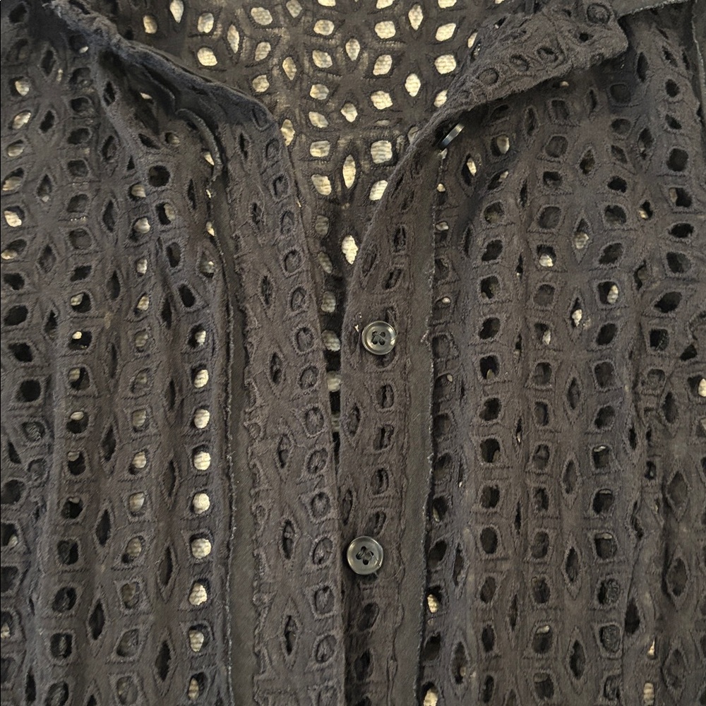 BCBGMaxAzria Dasha Black Eyelet Lace Fit & Flare Dress Short Sleeve Pockets Sz 4 - Picture 5 of 9